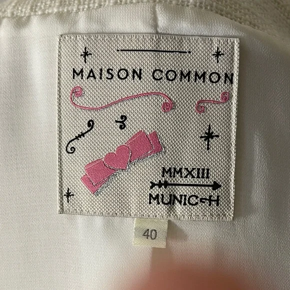 Maison Common Cream Embroidered Circle-Trim Blazer Pink & Navy Accents size 40 - Picture 9 of 12